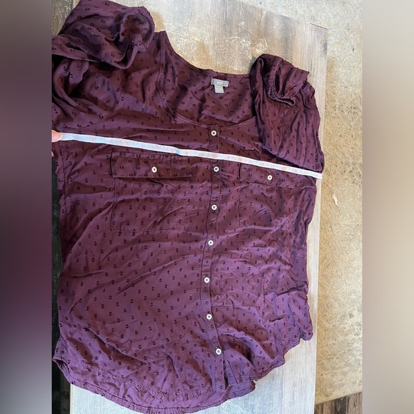 Aerie 3/4 Length Sleeve Eggplant Scoop Neck Blouse Medium - Picture 7 of 8